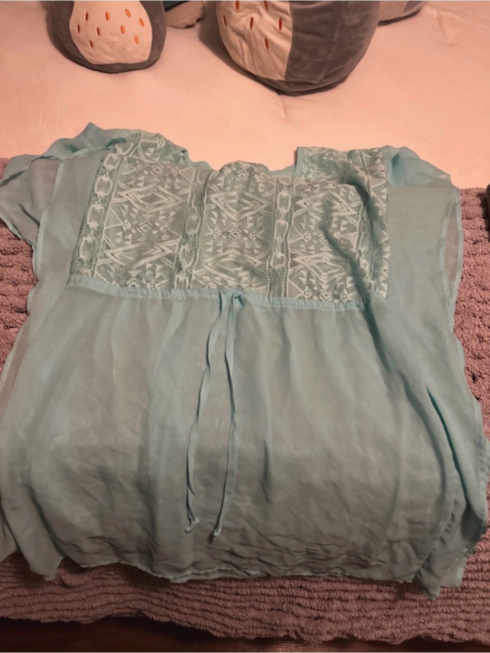 Xhilaration Light Blue Lace-Front Swim Coverup